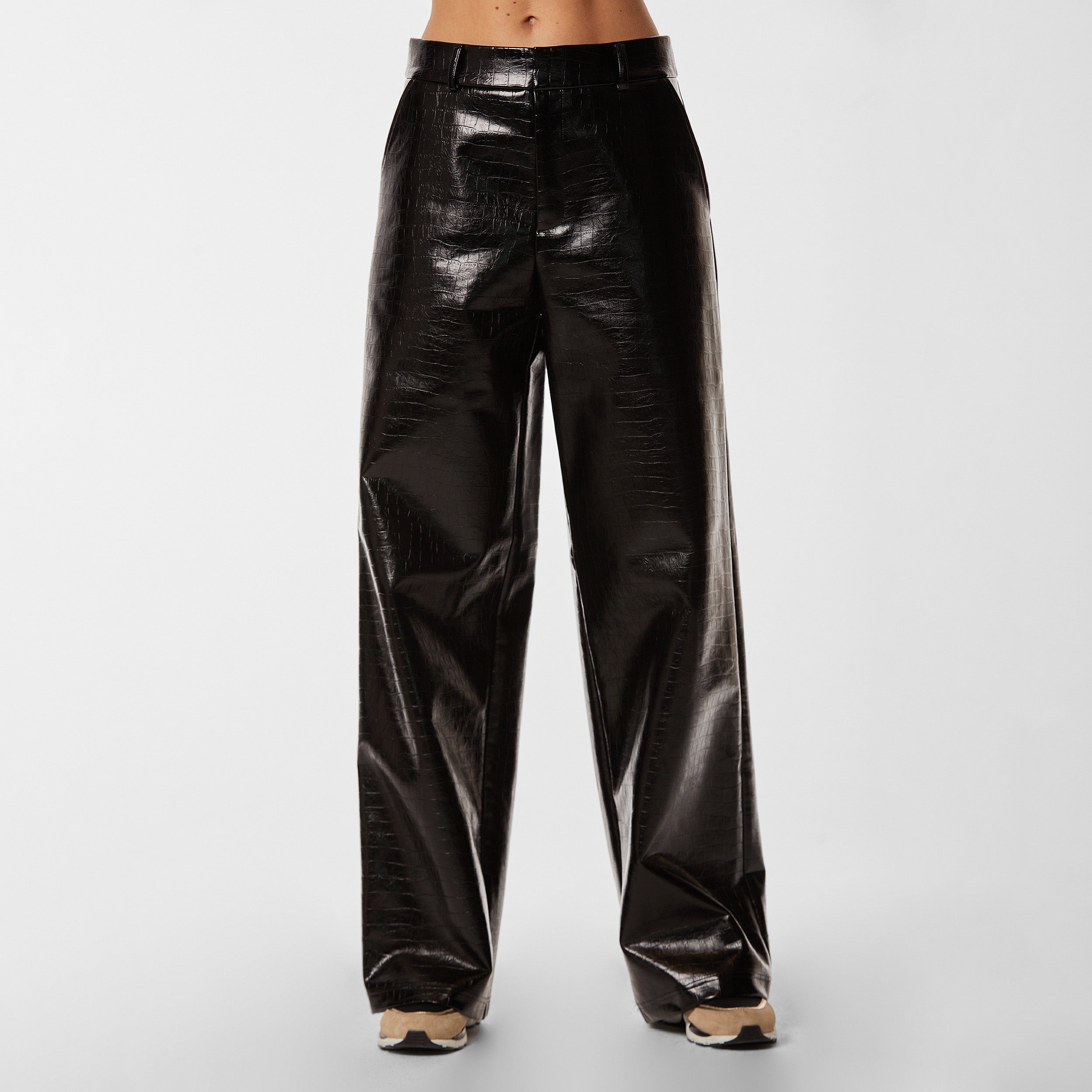 Croco Faux Leather Pant - Black