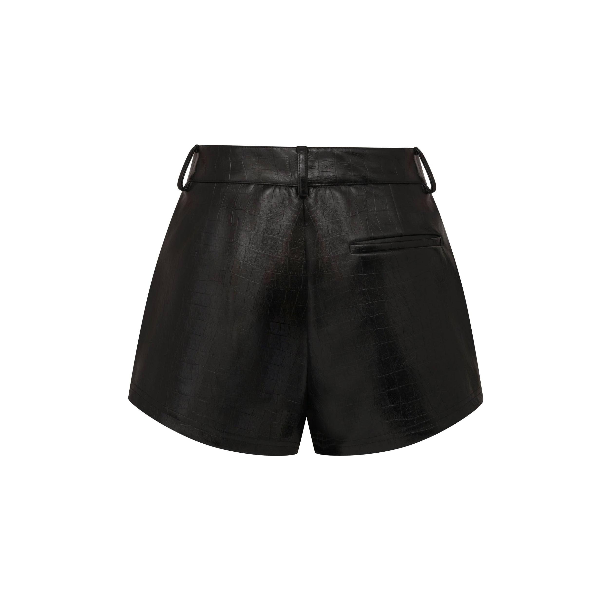 Croco Faux Leather Short - Black