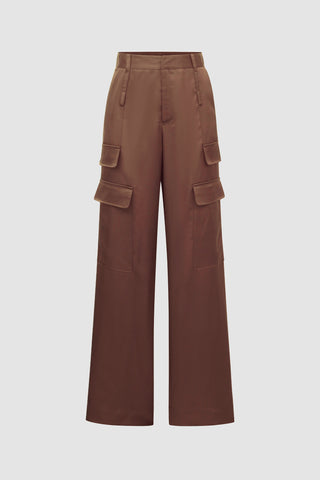 Milan Satin Cargo Pant - Mocha