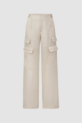 Milan Satin Cargo Pant - Pearl