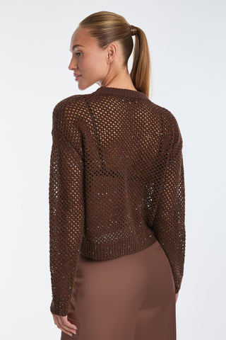 Lucie Sequin Crochet Top - Espresso