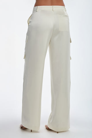 Milan Satin Cargo Pant - Pearl