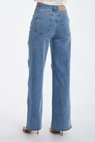 Kaia Pearl High Rise Jean - Medium Blue