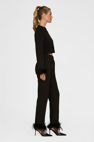 Rada Feather Trim Pant - Black