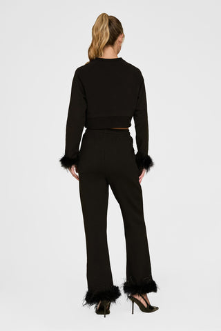 Rada Feather Trim Pant - Black