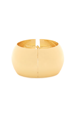 The Palisade Bangle - Gold emanates modern sophistication with its sleek, polished finish and open clasp design.